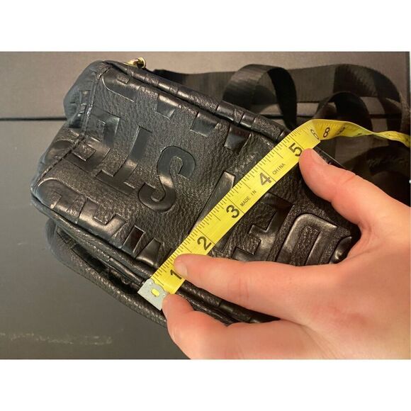 Steve Madden Mini Backpack Purse Black Embossed Leather Logo - Picture 13 of 13